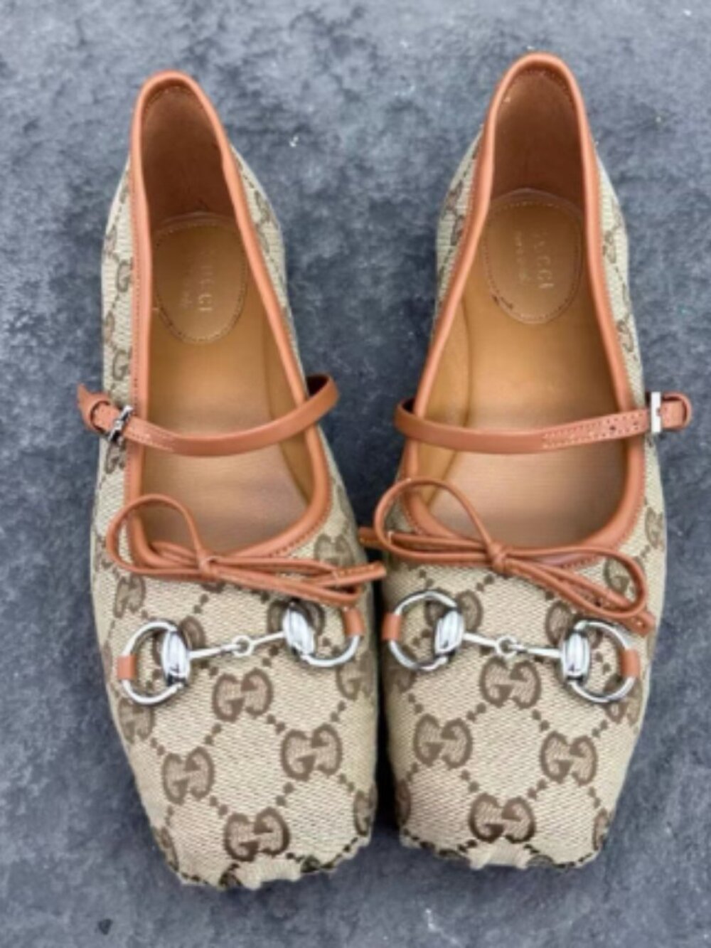 Gucci GG Canvas Horsebit Mary Jane Flats